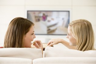 Two women discussing